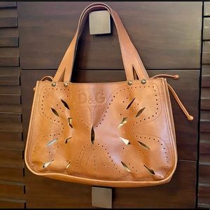 Dolce & Gabbana Leather Embossed Cutout Tooling Hobo Bag